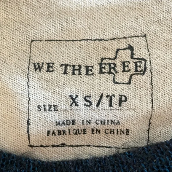 Free People Nordic Compass Top Arrow Knit Long Sleeve Oversized Tee Boho Size XS - Picture 11 of 13